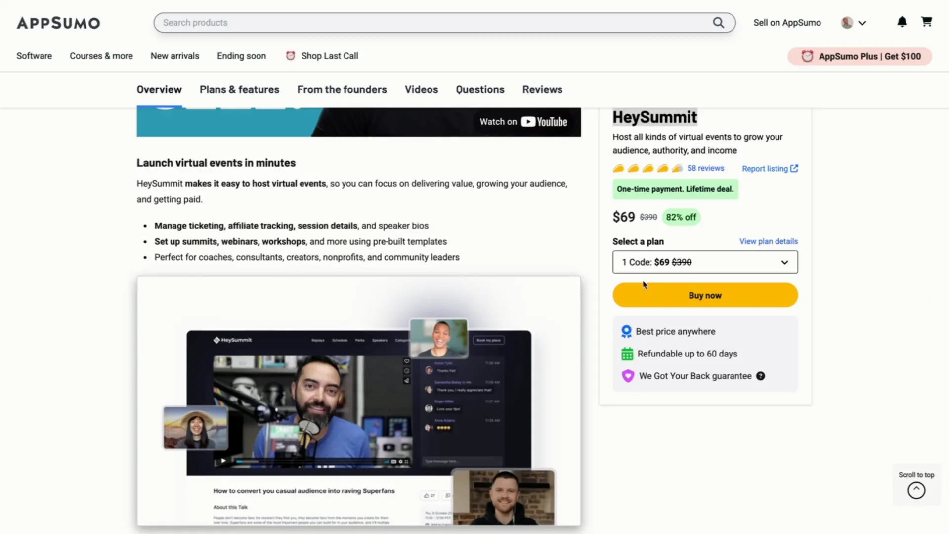 User excited about HeySummit features