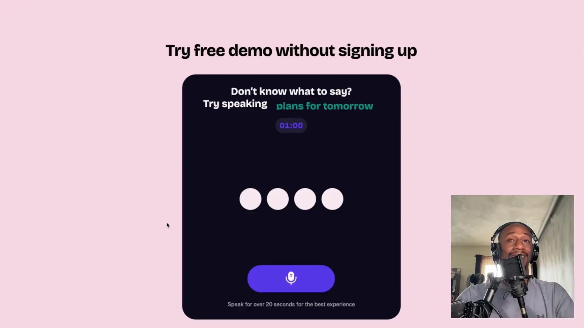 Letterly app interface showing voice recording feature